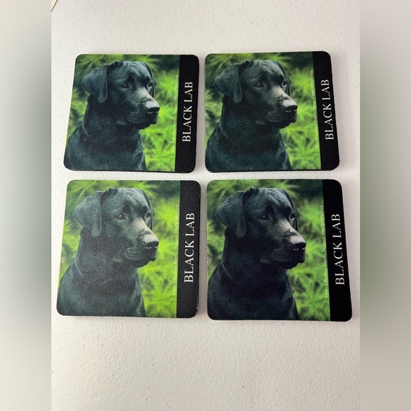 VTG Xpres Black Labrador Coasters Box Of 4 Barbara Augello Non-Skid Rubber - Picture 6 of 9